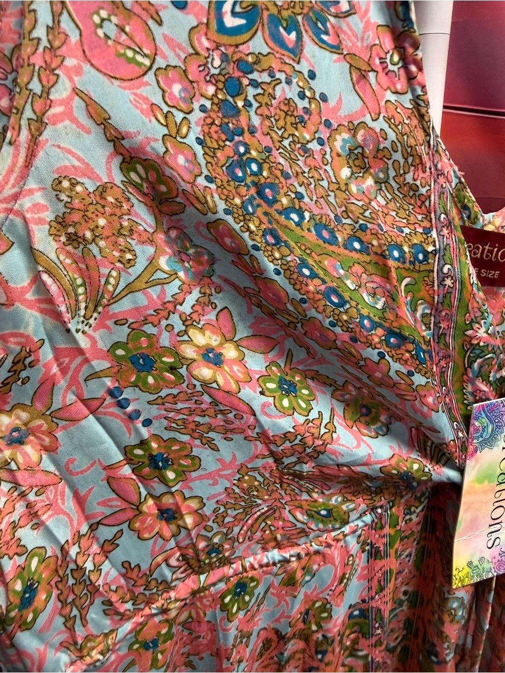 Creations Boutique Pink Floral Maxi Dress Free Size NWT - Picture 5 of 8